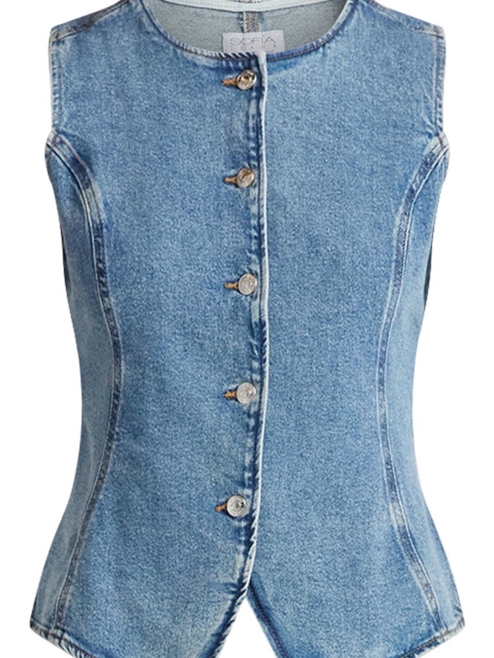 sofia by sofia vergara Denim Button-Front Sleeveless Vest - Blue